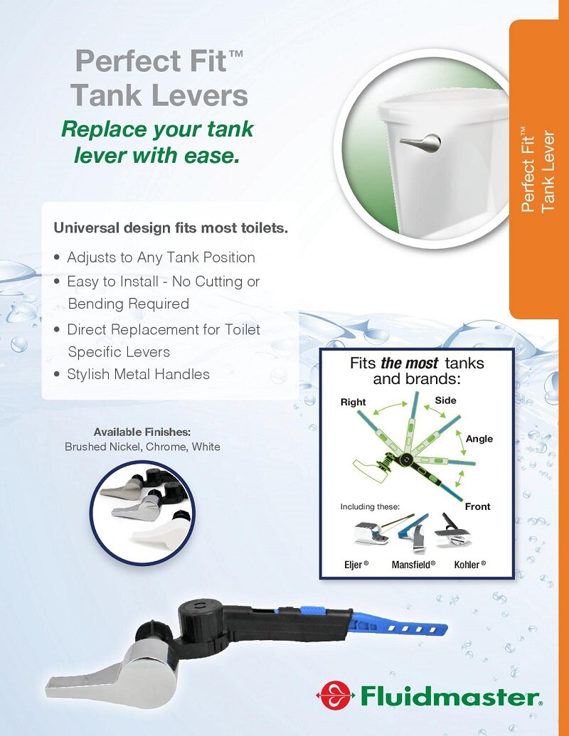 thumbnail image 2 of Fluidmaster Perfect Fit Universal Toilet Tank Lever – White, Model 640 2 of 6